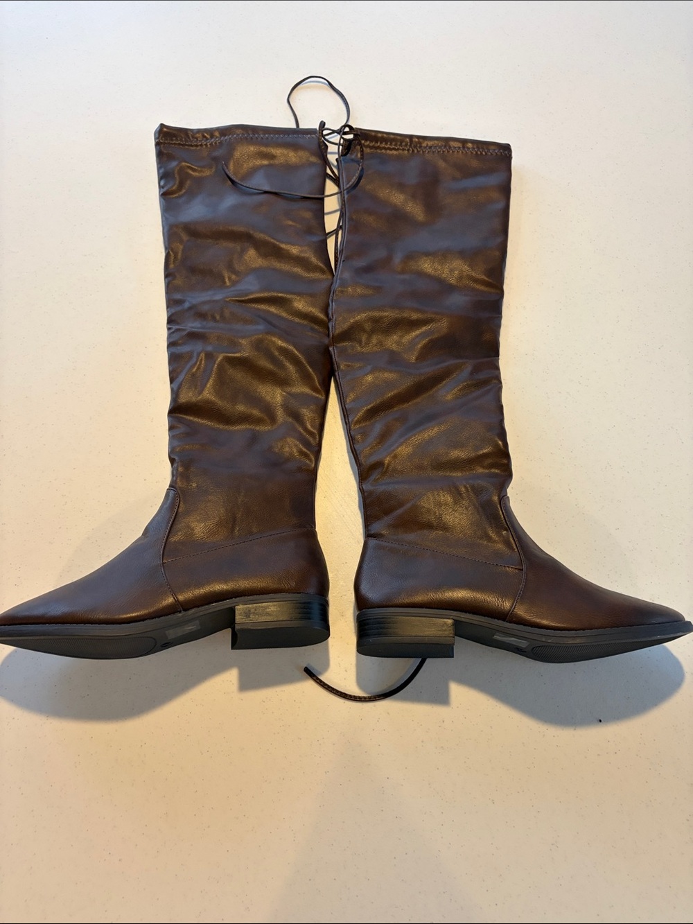 Charlotte Russe Brown Over-the-Knee Lace-Up Boots